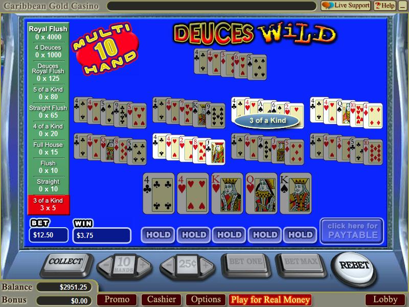 Multi Hand Dueces Wild Poker Online